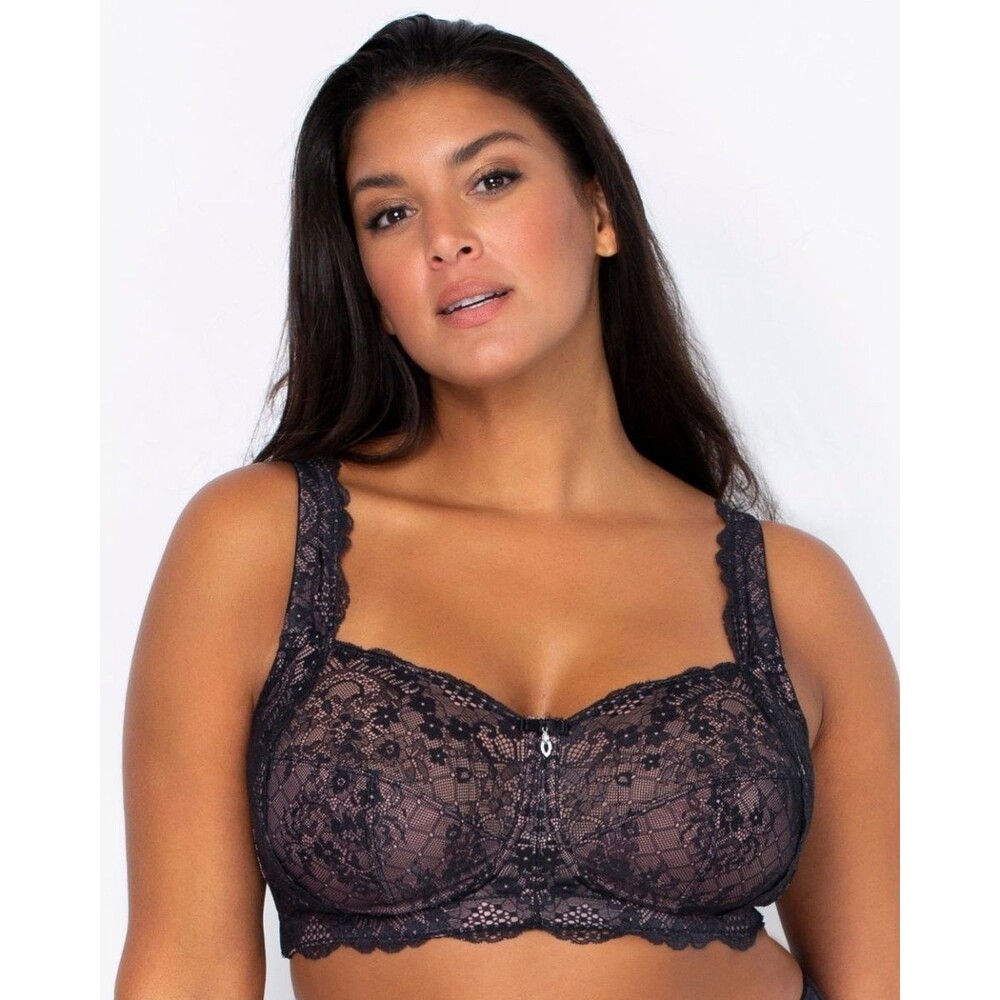 Curvy Couture Lace Wirefree Bralette Bra Black 38D 40C NWT